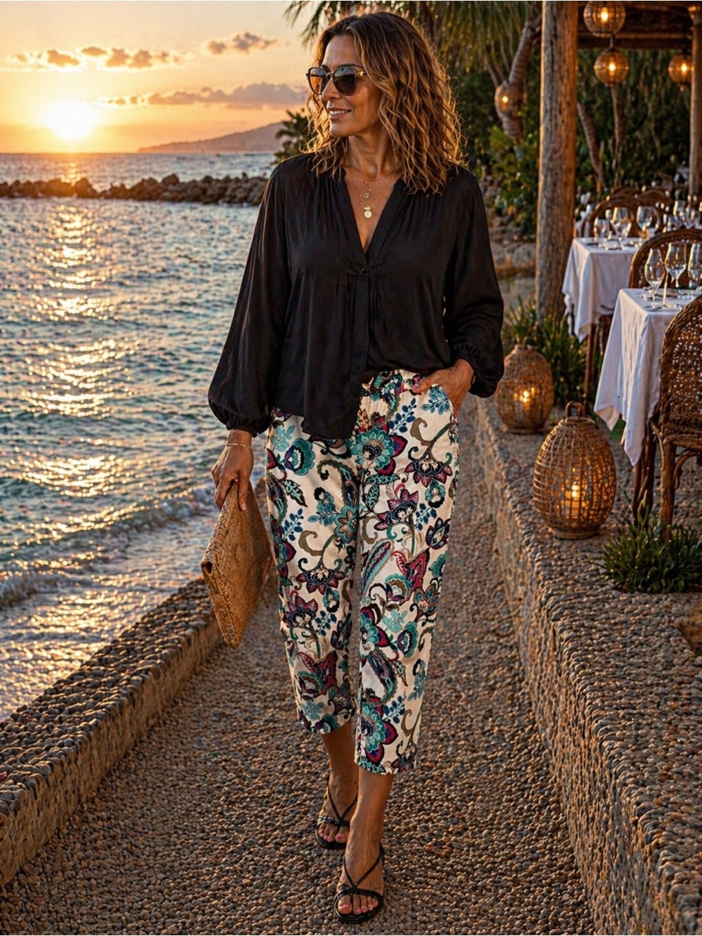 Chico’s So Slimming 3.5 Crop Pants Floral Paisley Stretch Capris